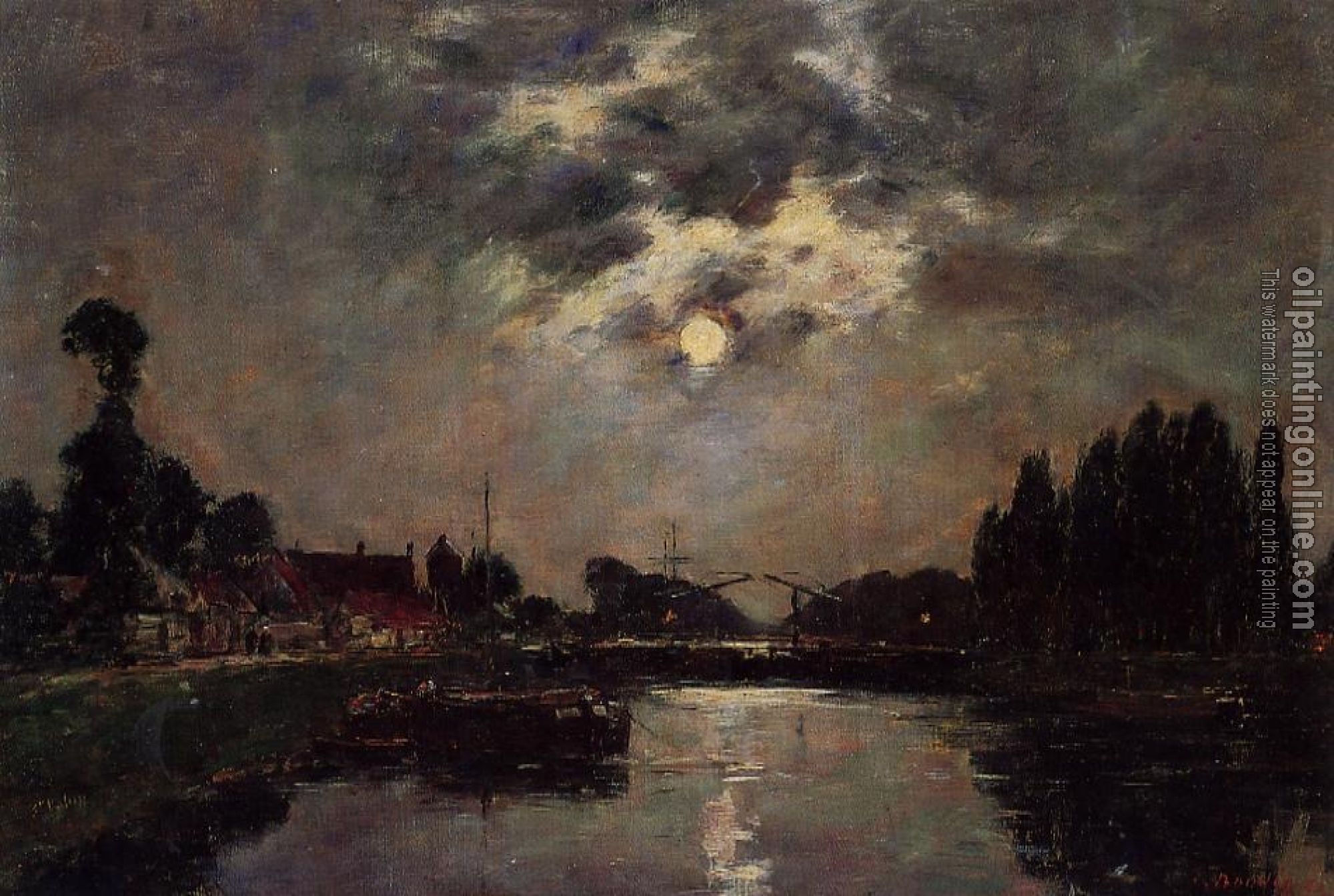 Boudin, Eugene - Saint-Valery-sur-Somme, Moonrise over the Canal